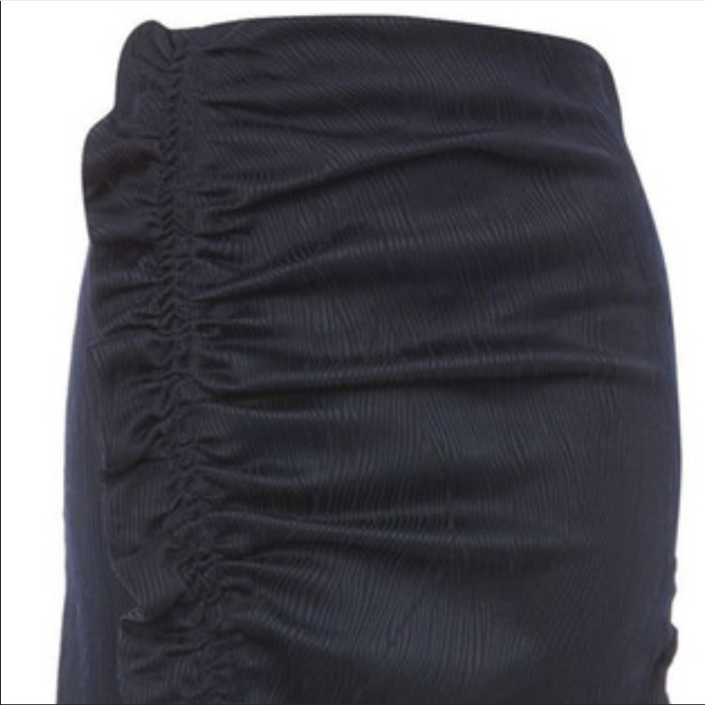Topshop Navy Blue High Waist Ruffle Pencil Skirt - Picture 3 of 4